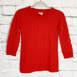 J. Crew orange red cable knit cashmere sweater XXS